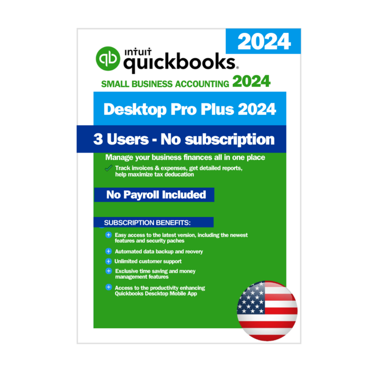 QuickBooks Desktop Pro Plus 2024 | 3 Users | No subscription | Online | USA Key