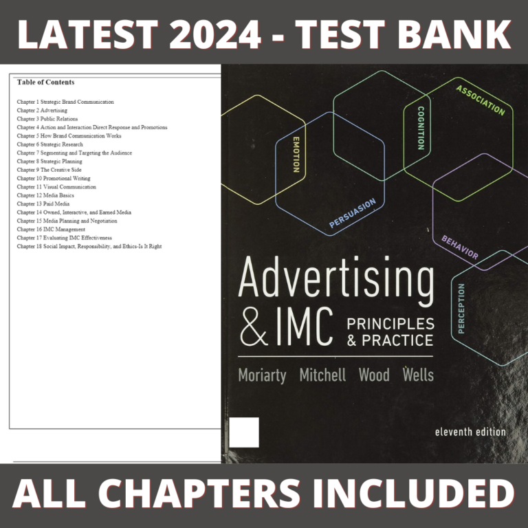 Test Bank - Advertising & Imc Principles And Practice, 11th Edition (Moriarty, 2019) Chapter 1-18