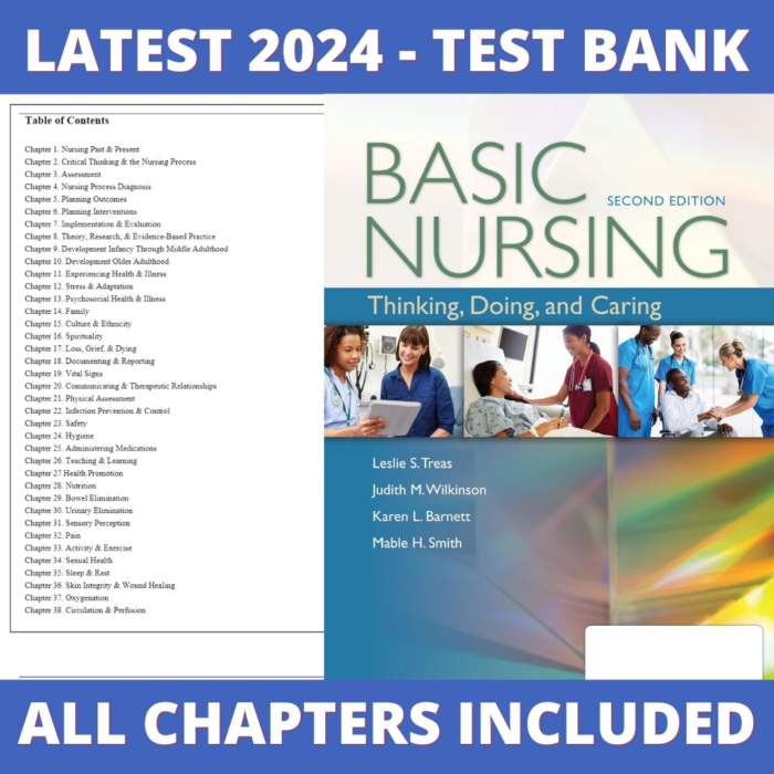 Test Bank - Basic Nursing Thinking, Doing, and Caring, 2nd edition (Treas, 2018), Chapter 1-46