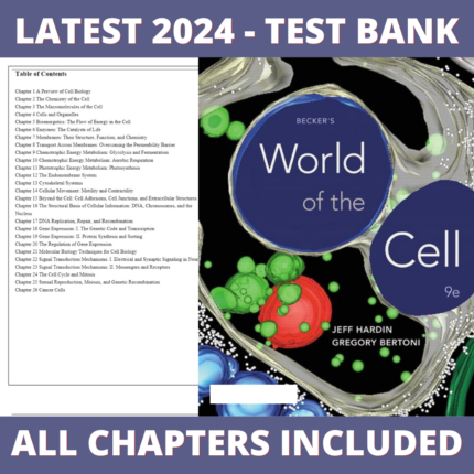 Test Bank – Becker's World of the Cell, 9th Edition (Hardin, 2016) Chapter 1-26