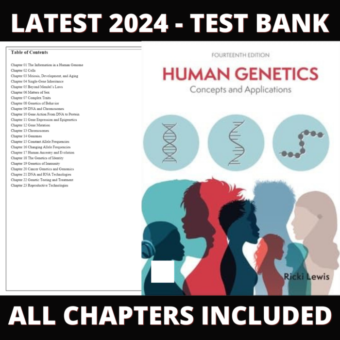 Test Bank – Human Genetics Concepts and Applications, 14th Edition (Lewis, 2024), Chapter 1-23