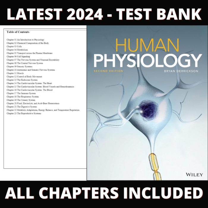 Test Bank – Human Physiology, 2nd Edition (Derrickson, 2019) Chapter 1-23