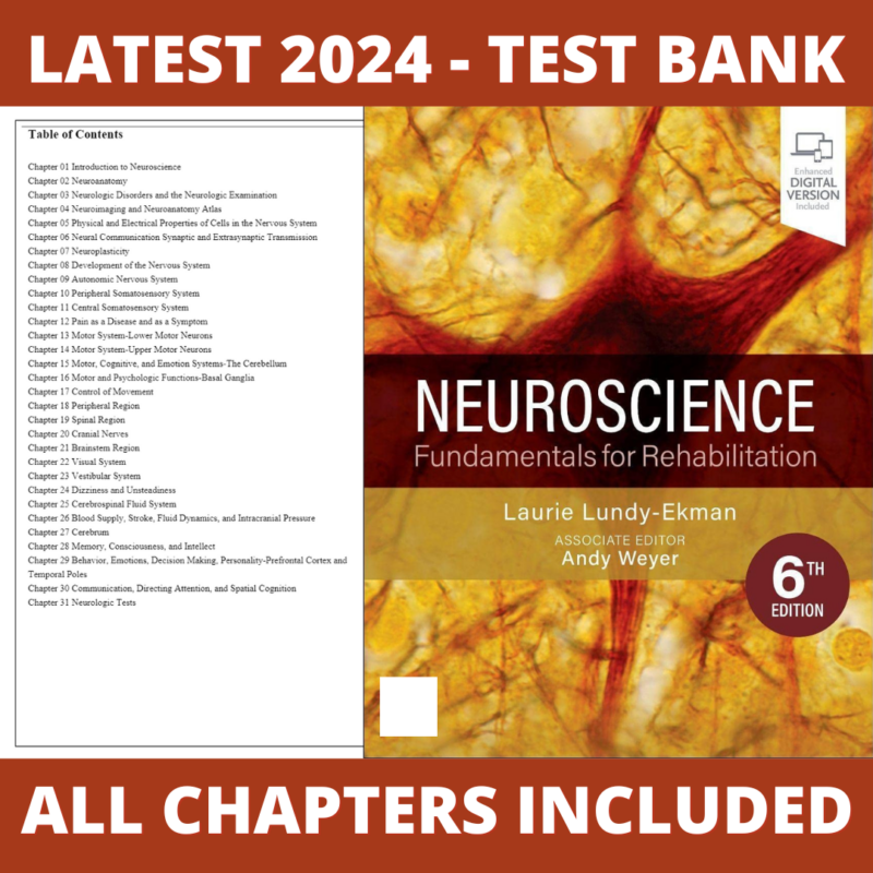 Test Bank – Neuroscience Fundamentals for Rehabilitation, 6th Edition (Lundy-Ekman, 2023), Chapter 1-31