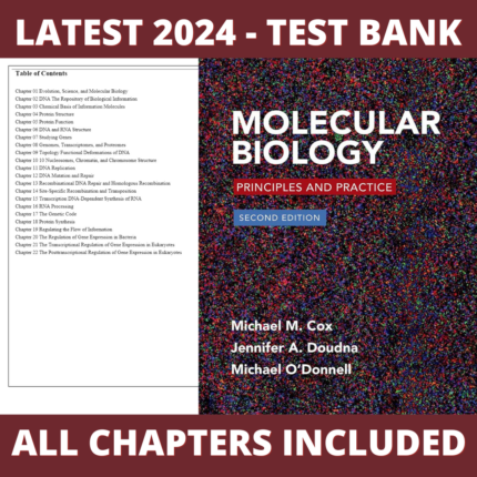 Test Bank – Molecular Biology Principles and Practice, 2nd Edition (Cox, 2016) Chapter 1-22