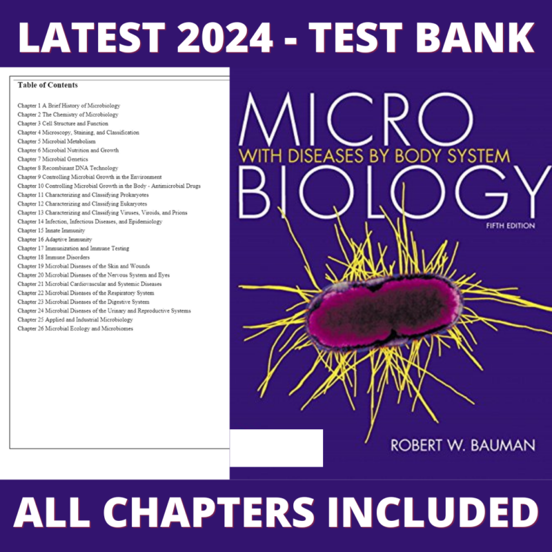 Test Bank – Microbiology with Diseases by Body System, 5th Edition (Bauman, 2017), Chapter 1-26