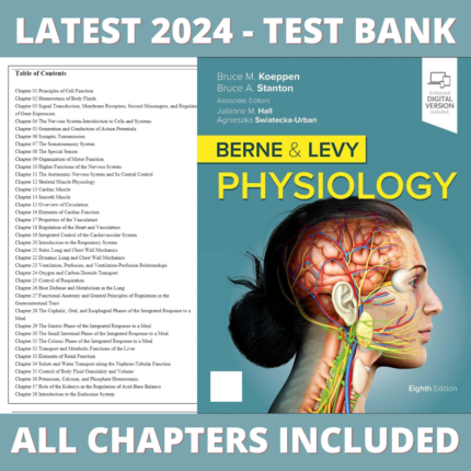 Test Bank – Berne and Levy Physiology, 8th Edition (Koeppen, 2024), Chapter 1-44