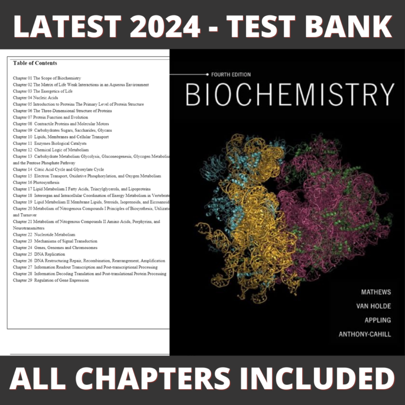 Test Bank – Biochemistry, 4th Edition (Mathews, 2013) Chapter 1-29