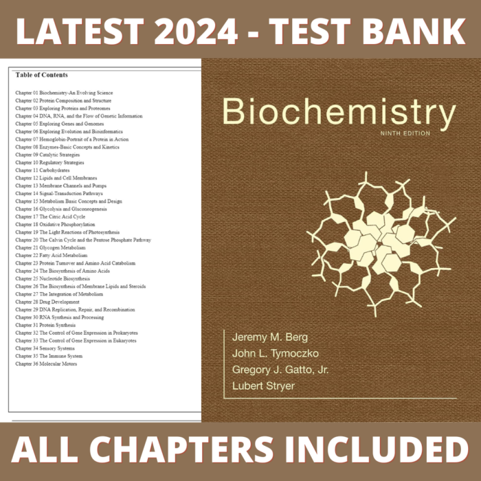 Test Bank – Biochemistry, 9th Edition (Berg and Stryer, 2020), Chapter 1-36