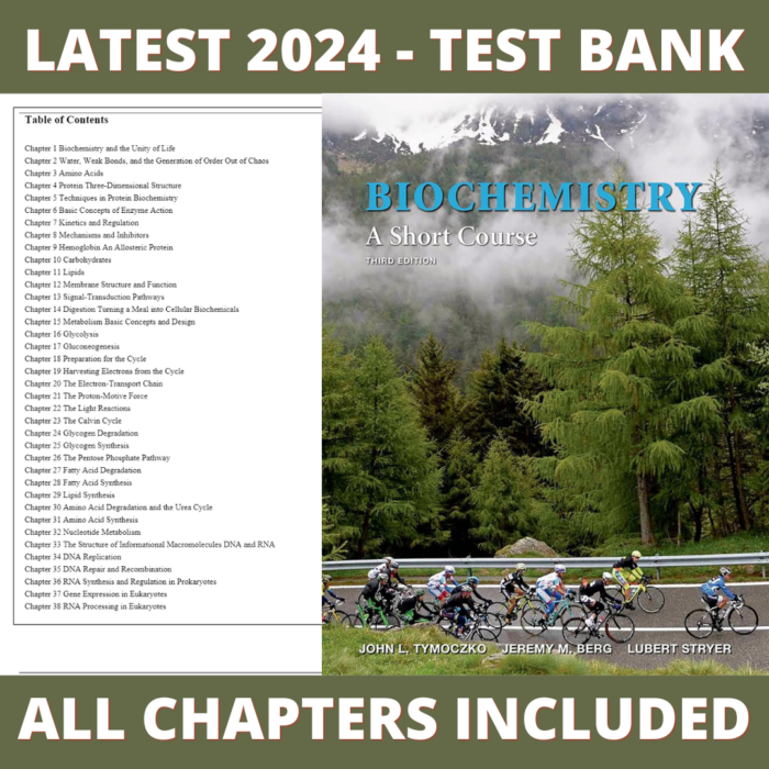 Test Bank – Biochemistry, A Short Course, 3rd Edition (Tymoczko, 2015) Chapter 1-41