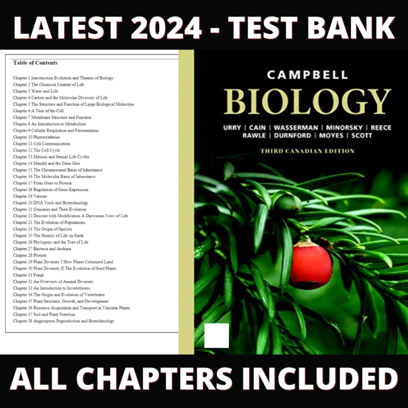 Test Bank – Campbell Biology, 3rd Canadian Edition (Urry, 2020) Chapter 1-56