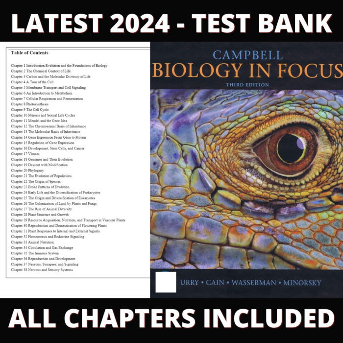 Test Bank – Campbell Biology in Focus, 3rd Edition (Urry, 2020) Chapter 1-43