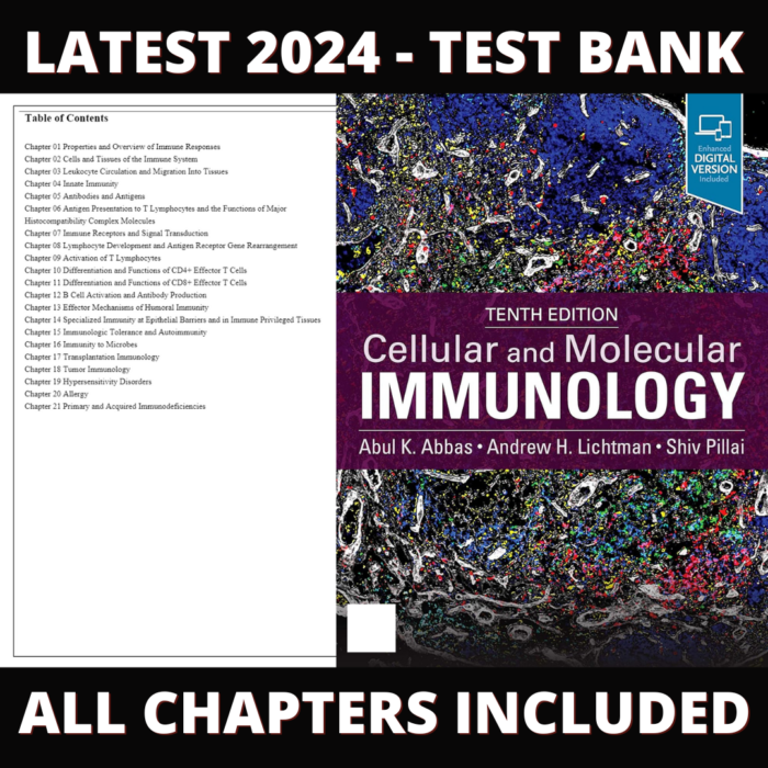 Test Bank – Cellular and Molecular Immunology, 10th Edition (Abbas, 2022), Chapter 1-21