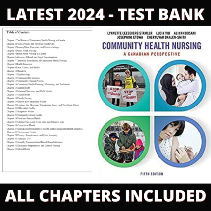 Test Bank – Community Health Nursing, A Canadian Perspective, 5th Edition (Stamler, 2020), Chapter 1-33