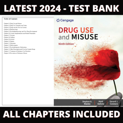 Test Bank – Drug Use and Misuse, 9th Edition (Maisto, 2022), Chapter 1-16