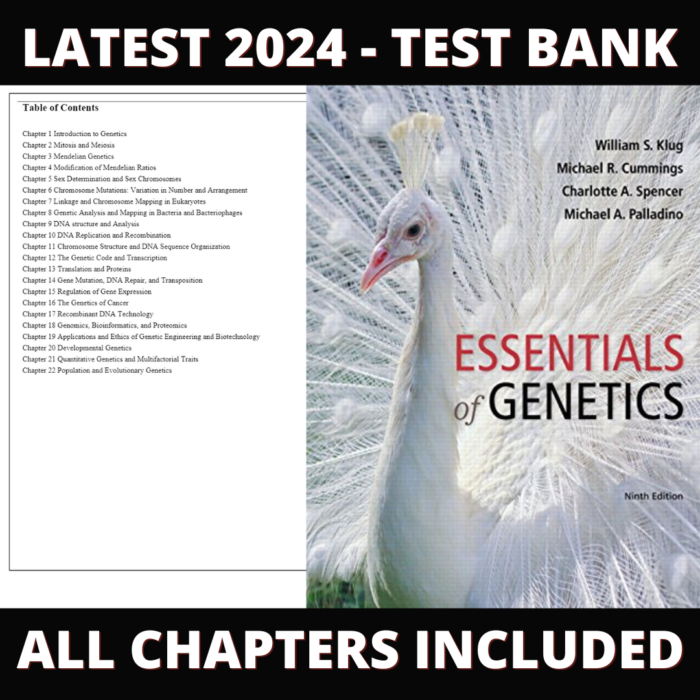 Test Bank – Essentials of Genetics, 9th Edition (Klug, 2015) Chapter 1-22