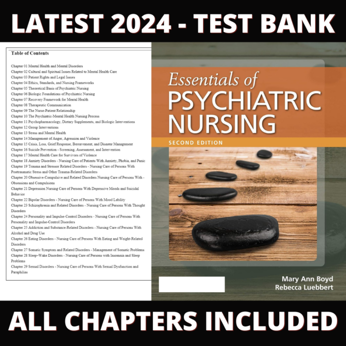 Test Bank – Essentials of Psychiatric Nursing, 2nd Edition (Boyd 2020) Chapter 1-31