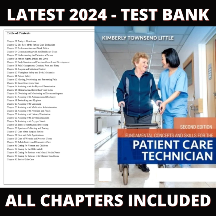 Test Bank – Fundamental Concepts and Skills for the Patient Care Technician, 2nd Edition (Townsend, 2023), Chapter 1-35