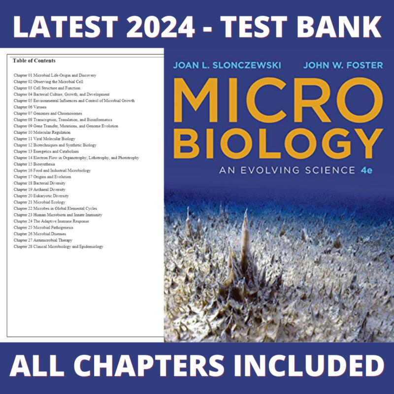 Test Bank – Microbiology-An Evolving Science, 4th Edition (Slonczewski, 2018), Chapter 1-28