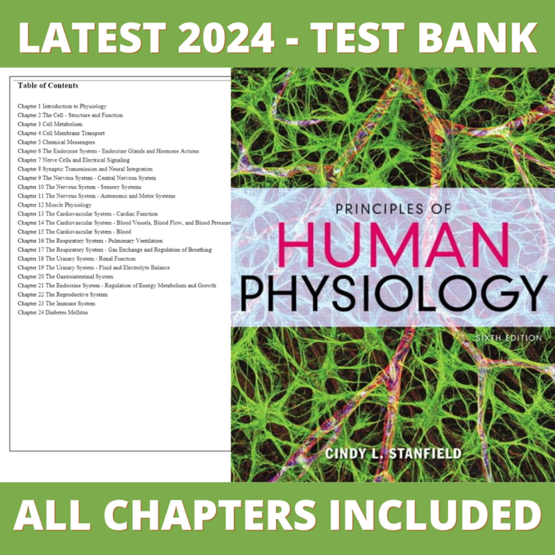 Test Bank – Principles of Human Physiology, 6th Edition (Stanfield, 2016), Chapter 1-24