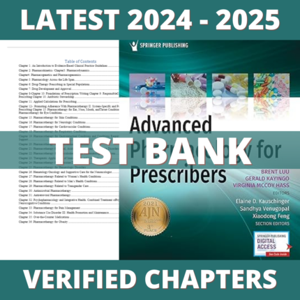 Test Bank - Advanced Pharmacology for Prescribers 1st Edition (Luu, 2021), Chapter 1-36