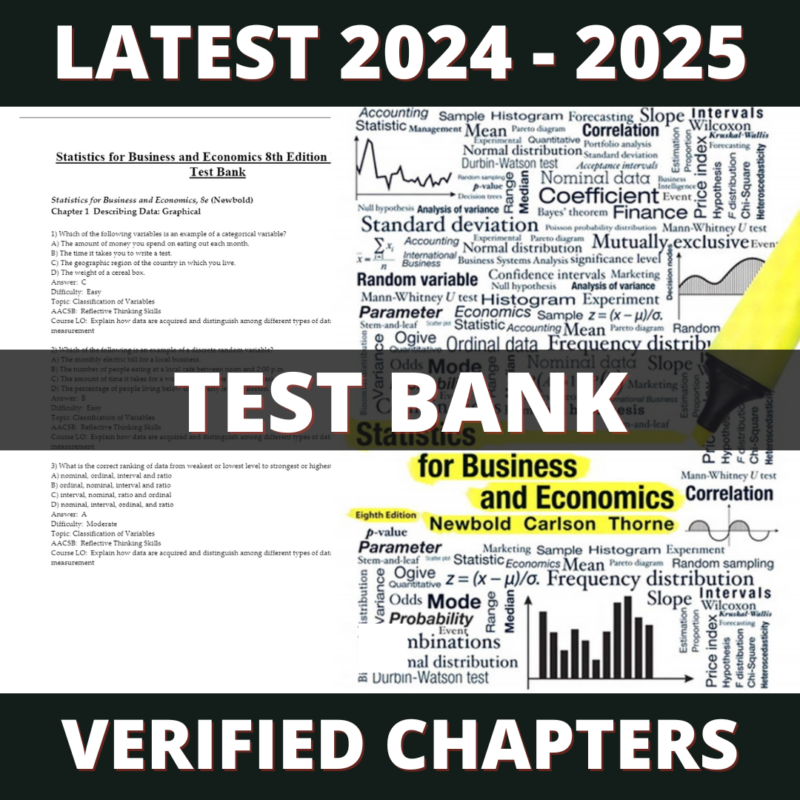 Test Bank - Statistics for Business and Economics 8th Edition (Carlson, 2013)