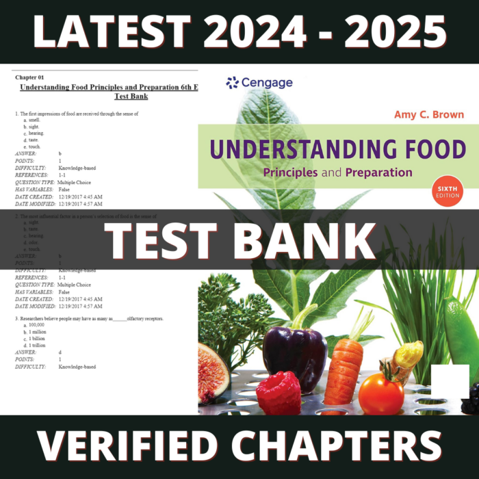 Test Bank - Understanding Food Principles and Preparation 6th Edition (Brown, 2022)