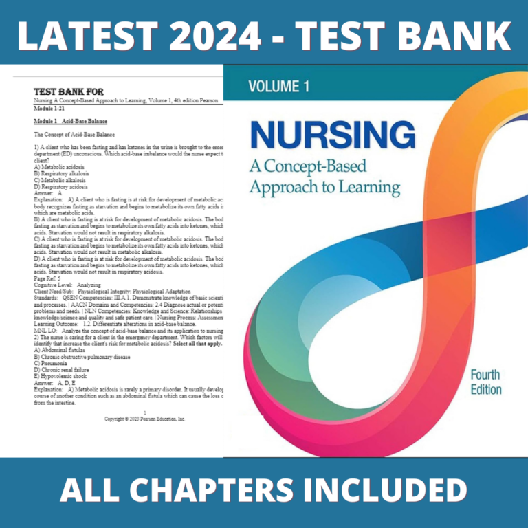 Test bank - A Concept-Based Approach to Learning, Volume 1 4th Edition(Pearson Education,2022),Verified Chapters, Latest 2024 - 2025