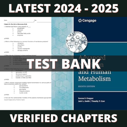 Test bank - Advanced Nutrition and Human Metabolism 8th Edition (Sareen Gropper, 2021)