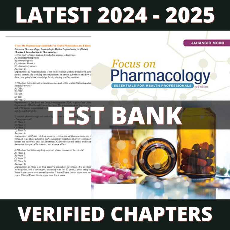 Test bank - Focus on Pharmacology Essentials for Health Professionals 3rd Edition (Moini, 2017)