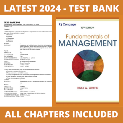 Test bank - Fundamentals of Management 10th Edition (Ricky Griffin, 2021), Verified Chapters, Latest 2024 - 2025