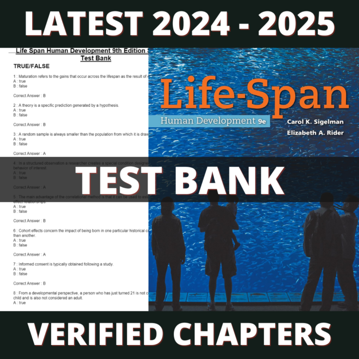 Test bank - Life-Span Human Development 9th Edition (Sigelman, 2017)