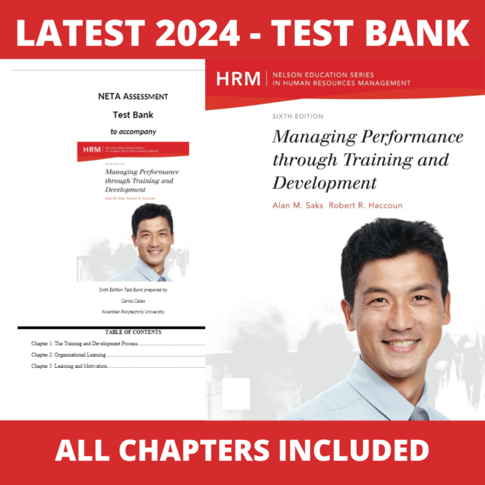 Test bank - Managing Performance through Training and Development, 6th Edition (Alan M. Saks, 2012), Verified Chapters, Latest 2024 - 2025