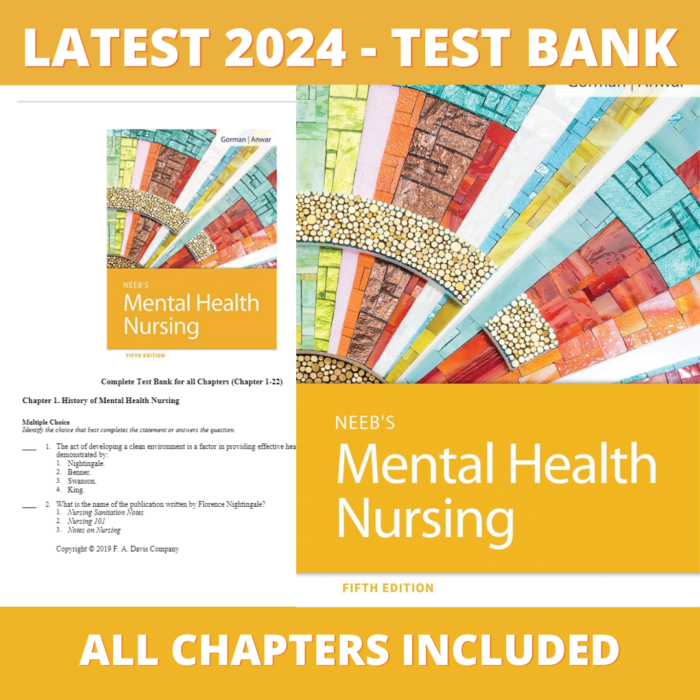 Test bank - Neeb's Mental Health Nursing 5th Edition (Linda M. Gorman, 2018), Verified Chapters, Latest 2024 - 2025