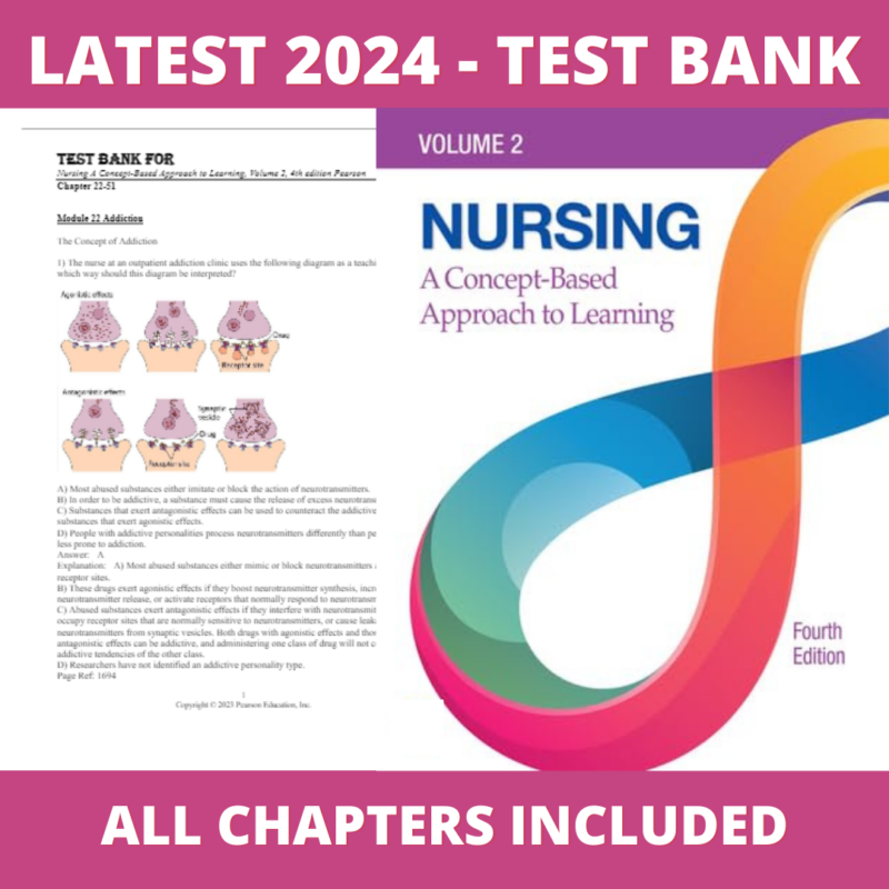 Test bank - Nursing: A Concept-Based Approach to Learning, Volume 2 4th Edition(Pearson Education,2022),Verified Chapters, Latest 2024 - 2025