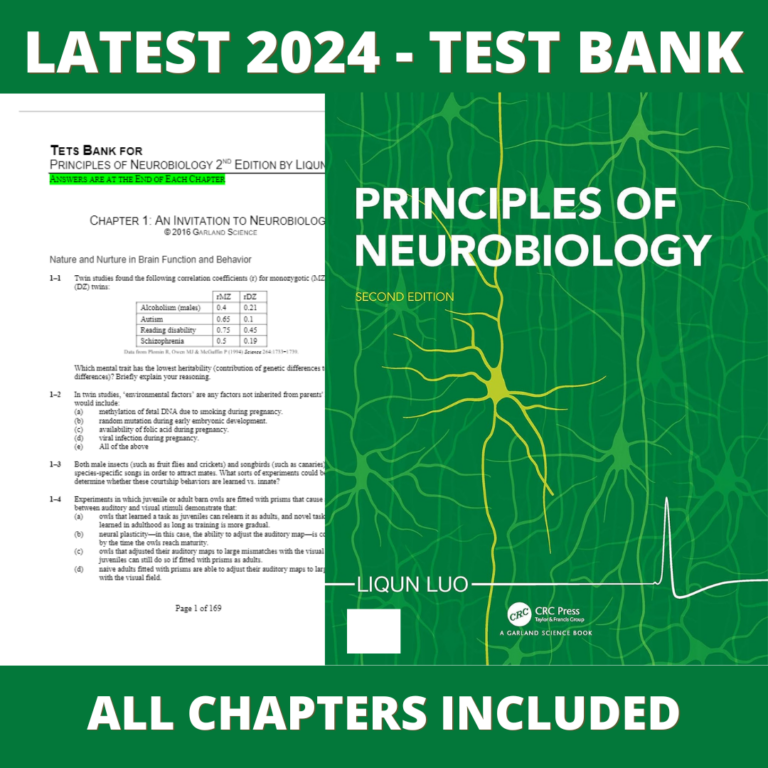 Test bank -Principles of Neurobiology 2nd Edition (Liqun Luo,2020),Verified Chapters, Latest 2024 - 2025