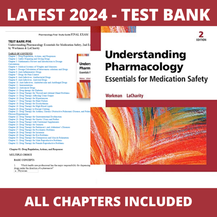 Test bank - Understanding Pharmacology 2nd Edition (M. Linda Workman PhD RN, 2015), Verified Chapters, Latest 2024 - 2025