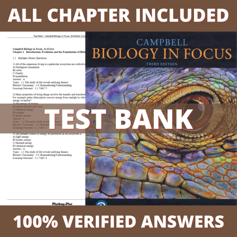 Test Bank for Campbell Biology in Focus, 3rd Edition (Urry, 2020)