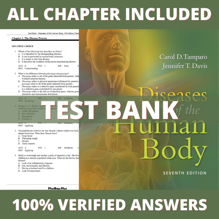 Test Bank for Diseases of the Human Body, 7th Edition (Tamparo, 2022)