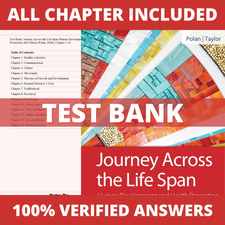 Test Bank for Journey Across the Life Span Human Development and Health Promotion, 6th Edition (Polan, 2020)