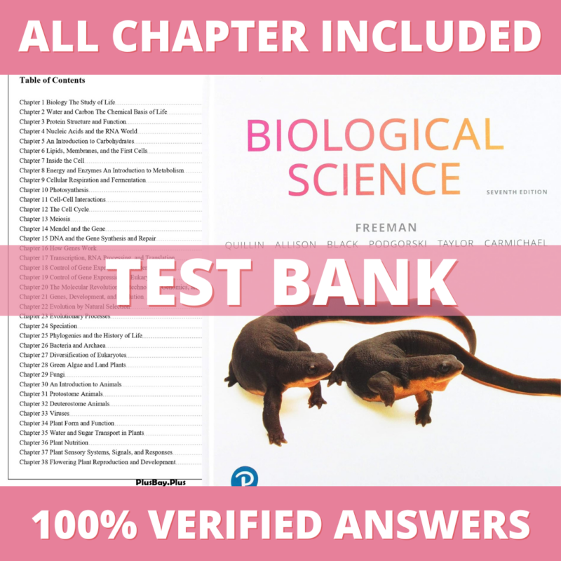 Test Bank for Biological Science, 7th Edition (Freeman, 2020)