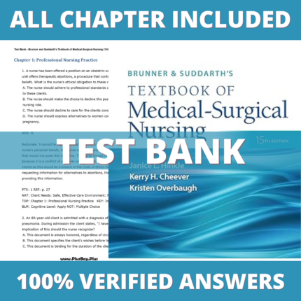 Test Bank for Brunner & Suddarth's Textbook of Medical-Surgical Nursing 15th Edition (Hinkle, 2021)