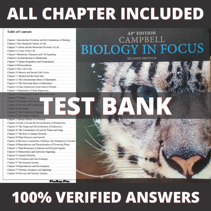 Test Bank for Campbell Biology in Focus, 2nd AP® Edition (Urry, 2017)