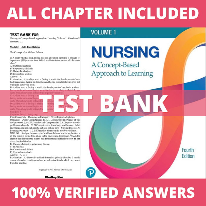 Test Bank for Nursing A Concept-Based Approach to Learning, Volume 1 4th Edition (Pearson, 2022)