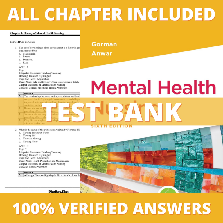 Test Bank – Mental Health Nursing, 6th Edition (Gorman, 2023), Chapter 1-22