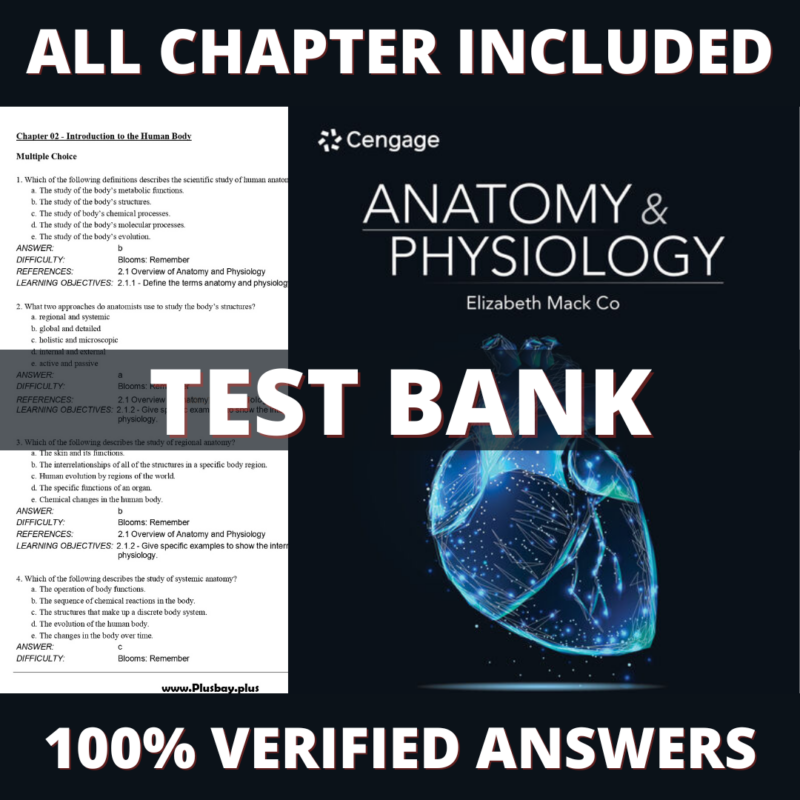 Test Bank for Anatomy and Physiology, 1st Edition (Elizabeth Co, 2023)