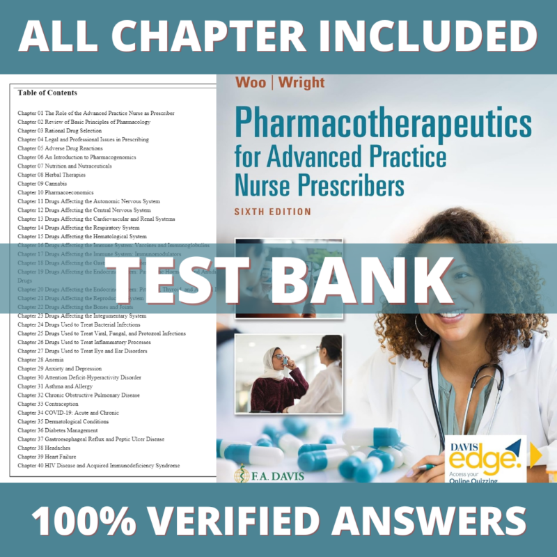 Test Bank – Pharmacotherapeutics for Advanced Practice Nurse Prescribers, 6th Edition (Woo, 2024), Chapter 1-57