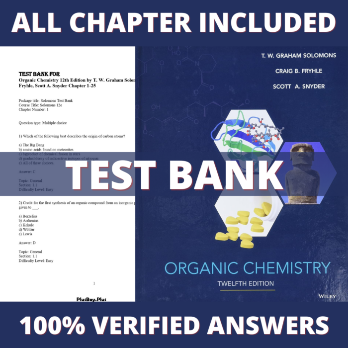 Test Bank for Organic Chemistry 12th Edition (Solomons, 2016)