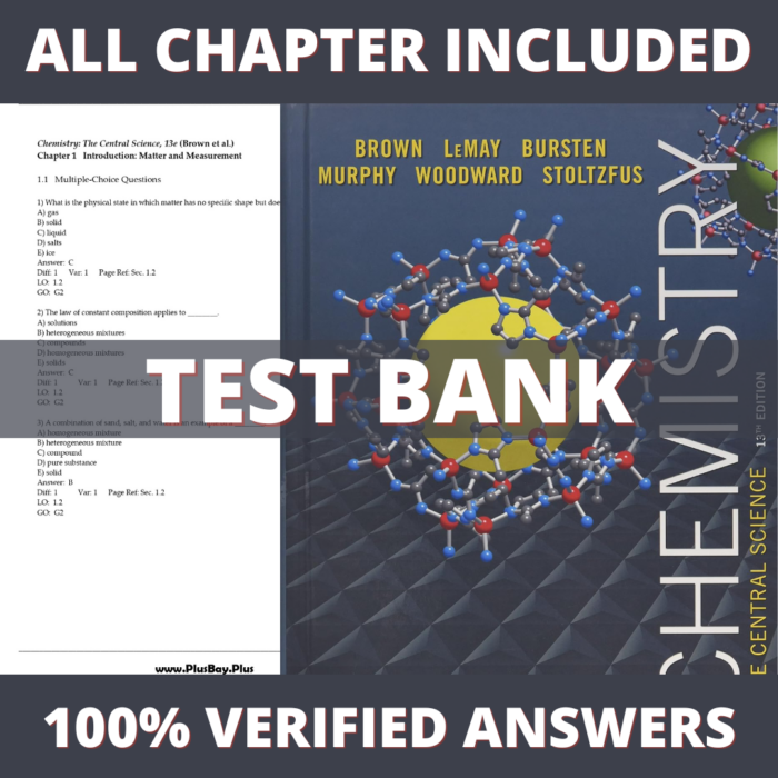 Test Bank for Chemistry The Central Science, 13th Edition (Brown, 2015)