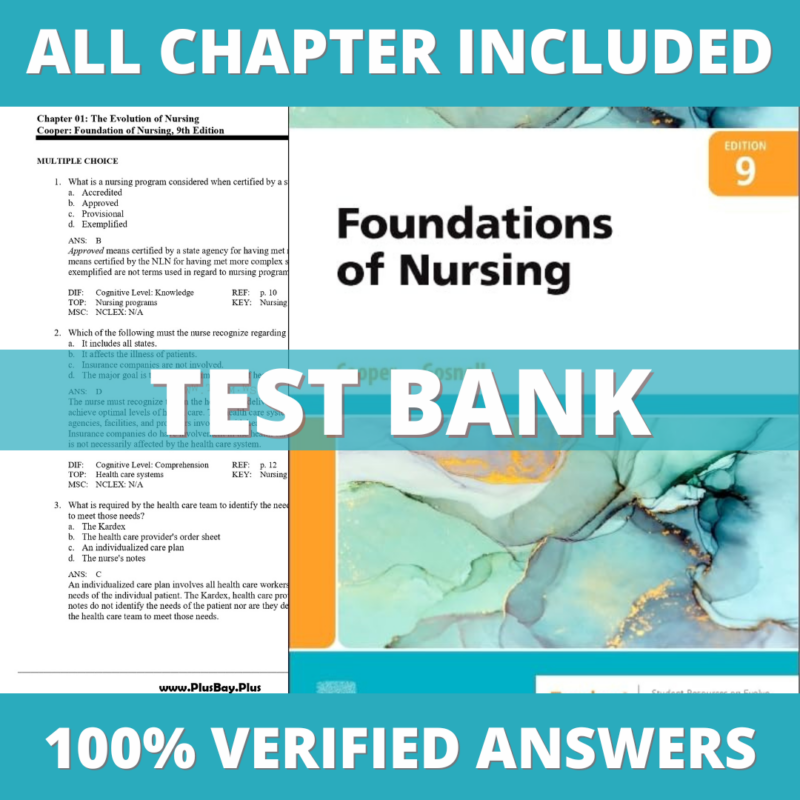 Test Bank for Foundations of Nursing, 9th Edition (Cooper, 2023)