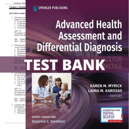 Test Bank for Advanced Health Assessment and Differential Diagnosis Essentials for Clinical Practice, 1st Edition (Myrick, 2020)